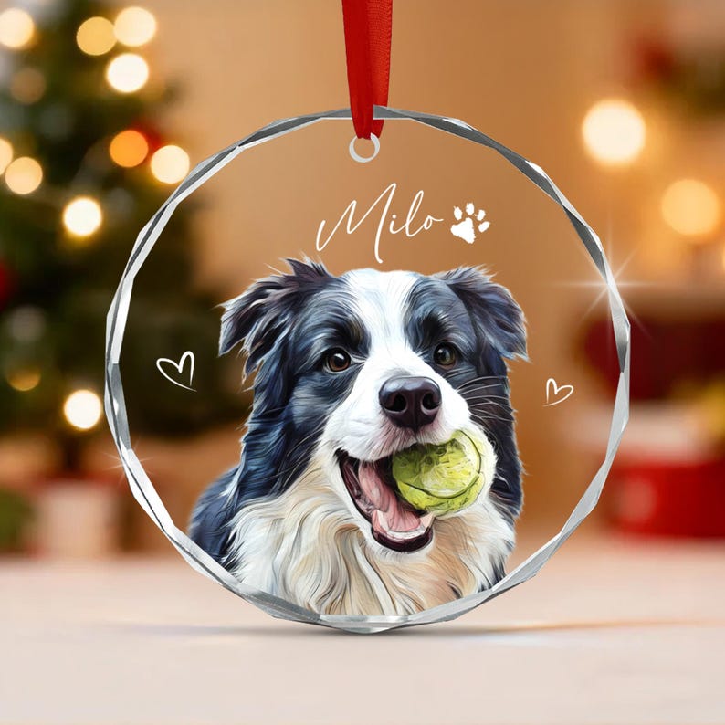 Dog Photo Pet Portrait Christmas Ornament
