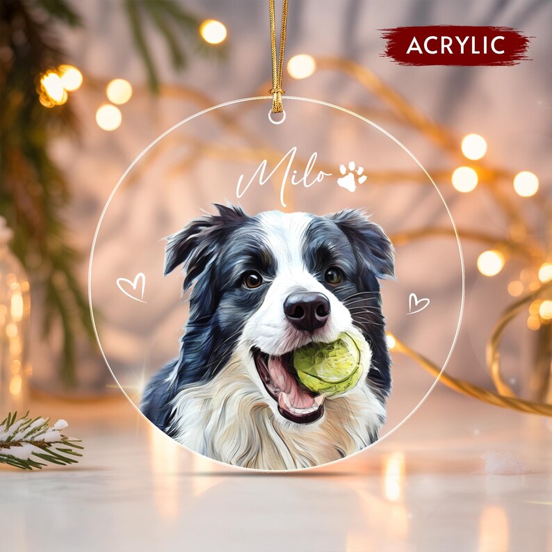 Dog Photo Pet Portrait Christmas Ornament