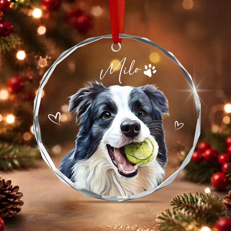 Dog Photo Pet Portrait Christmas Ornament