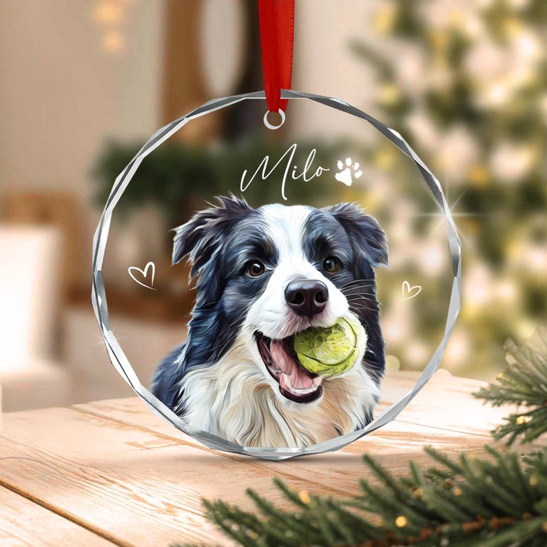 Dog Photo Pet Portrait Christmas Ornament