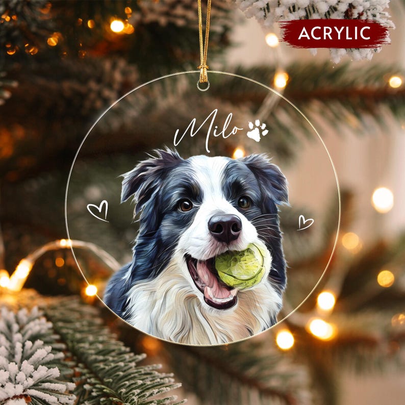 Dog Photo Pet Portrait Christmas Ornament