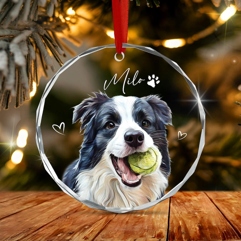 Dog Photo Pet Portrait Christmas Ornament