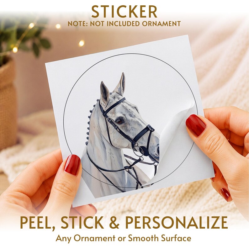 Horse Watercolor Portrait Glass Ornament