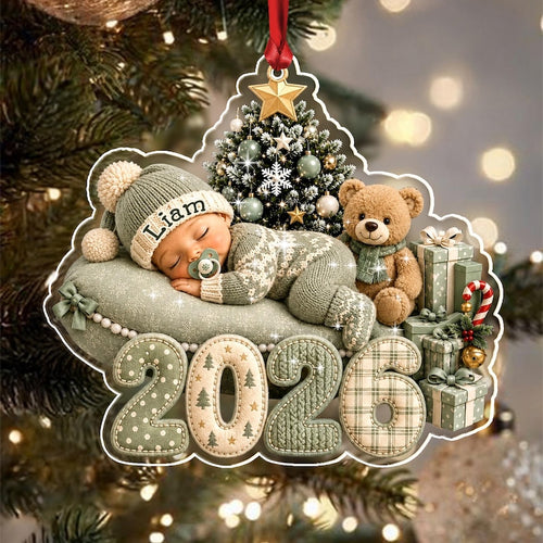 Sleeping Baby Name Flat Acrylic Ornament