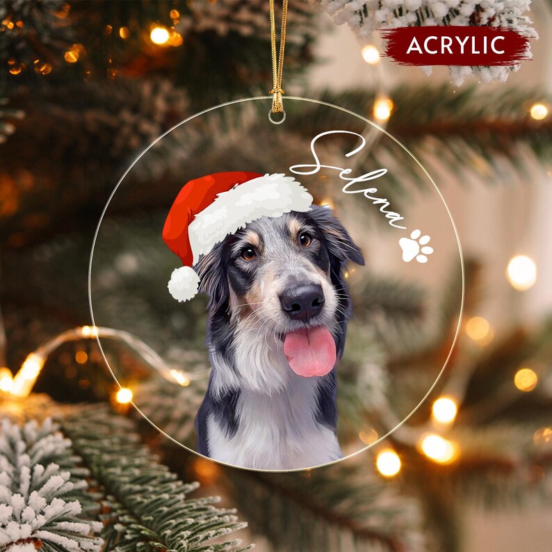 Dog Photo Glass Christmas Ornament 2026