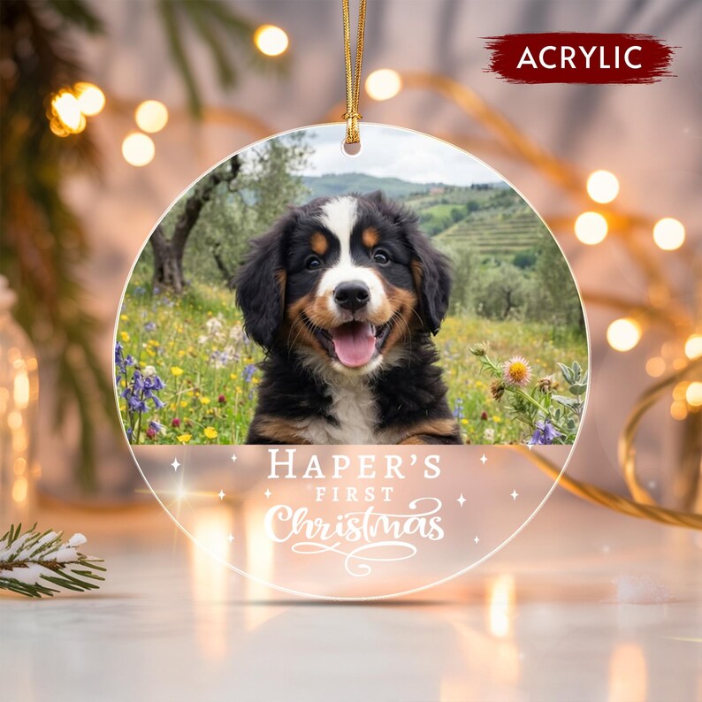 Dog's First Christmas Glass Ornament