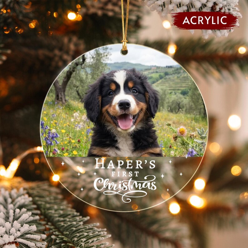 Dog's First Christmas Glass Ornament