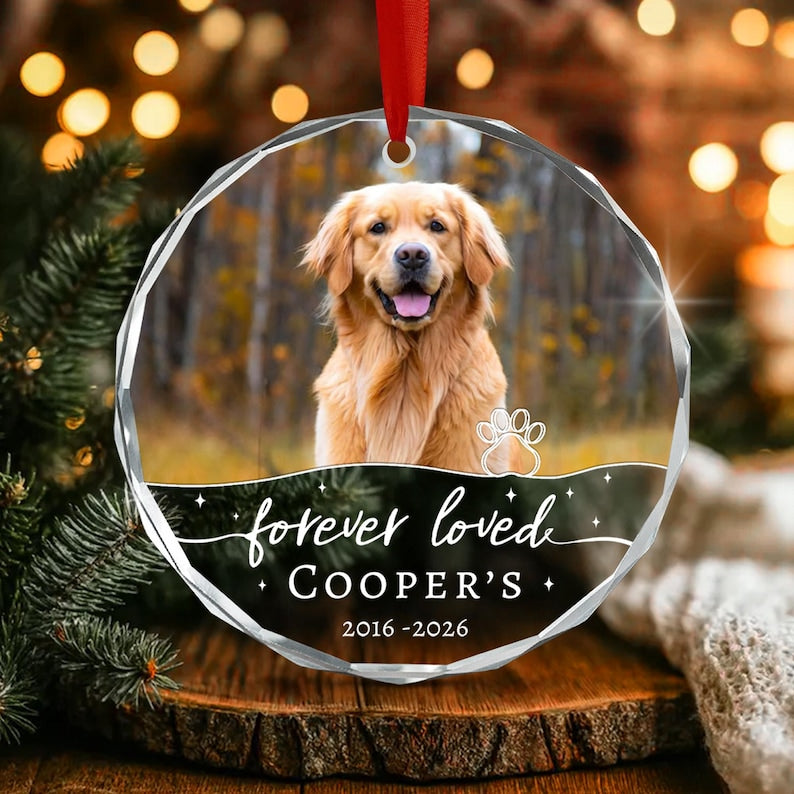 Forever Loved Dog Photo Memorial Ornament
