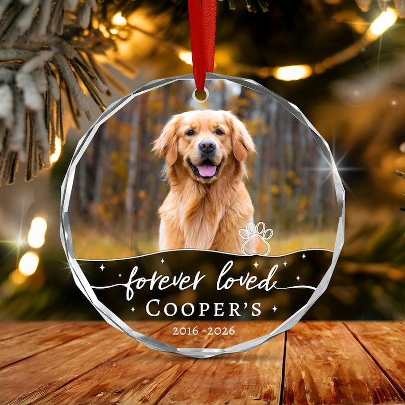 Forever Loved Dog Photo Memorial Ornament