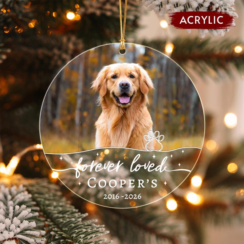 Forever Loved Dog Photo Memorial Ornament