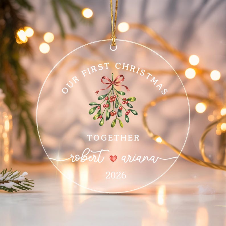First Christmas Together Name Glass Ornament