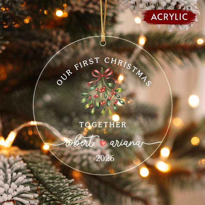 First Christmas Together Name Glass Ornament