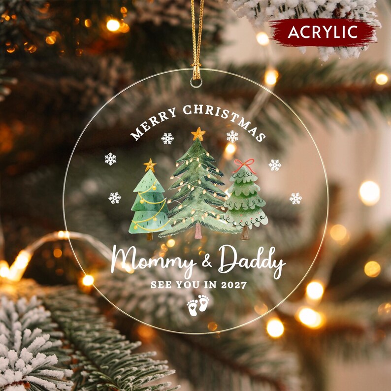 Promoted to Mom & Dad Announcement Ornament