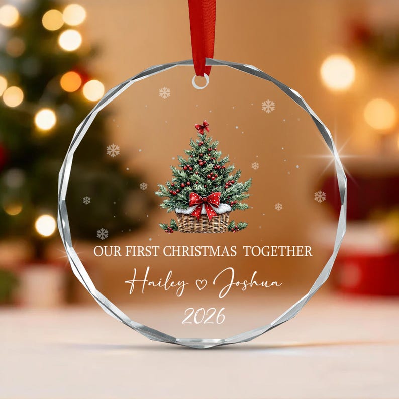 Couple Christmas Tree Glass Ornament 2026