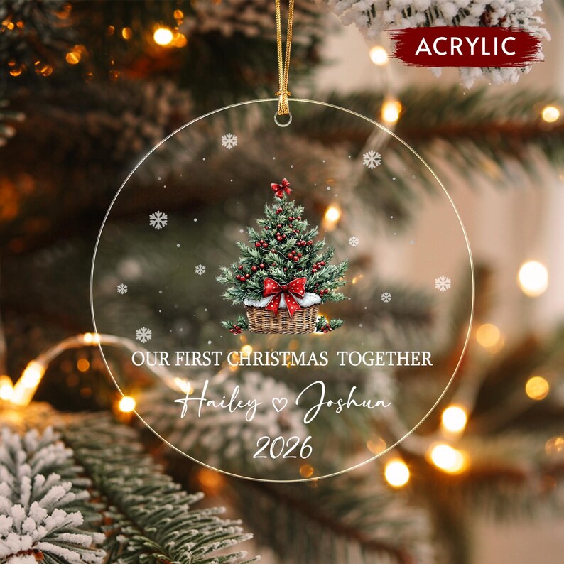 Couple Christmas Tree Glass Ornament 2026