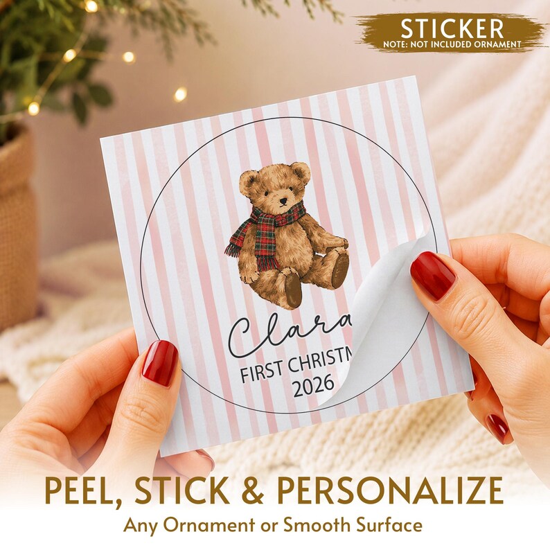 Baby Bear Name First Christmas Ornament