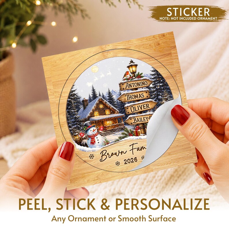 Family & Pet Name Signpost Glass Ornament