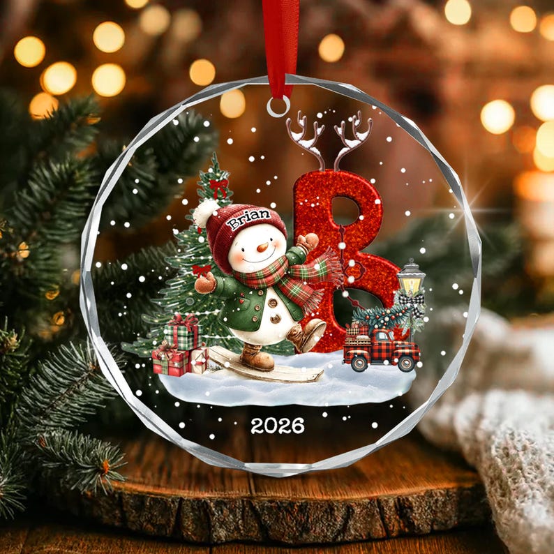 Snowman Letter Alphabet Name Ornament