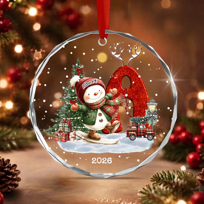 Snowman Letter Alphabet Name Ornament
