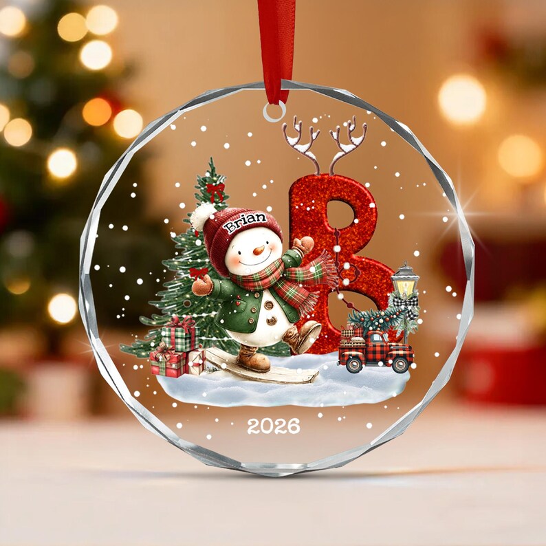 Snowman Letter Alphabet Name Ornament