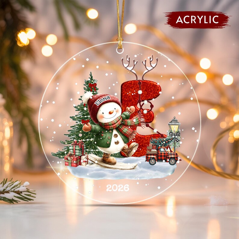 Snowman Letter Alphabet Name Ornament