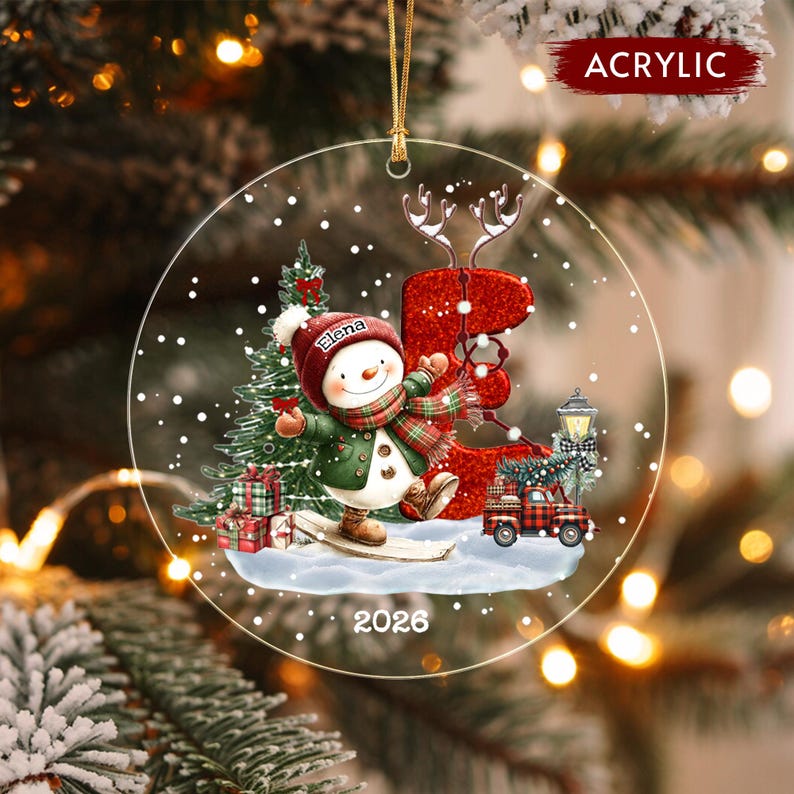 Snowman Letter Alphabet Name Ornament