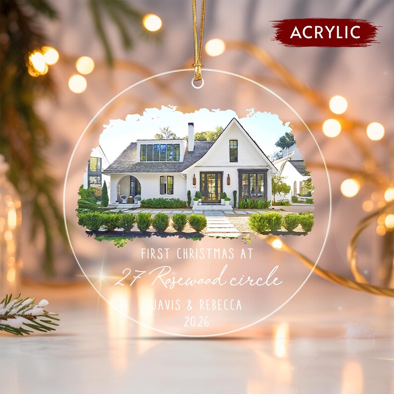 Watercolor House Address Ornament