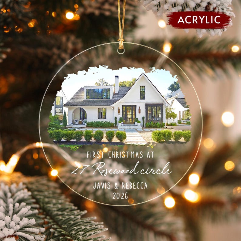 Watercolor House Address Ornament