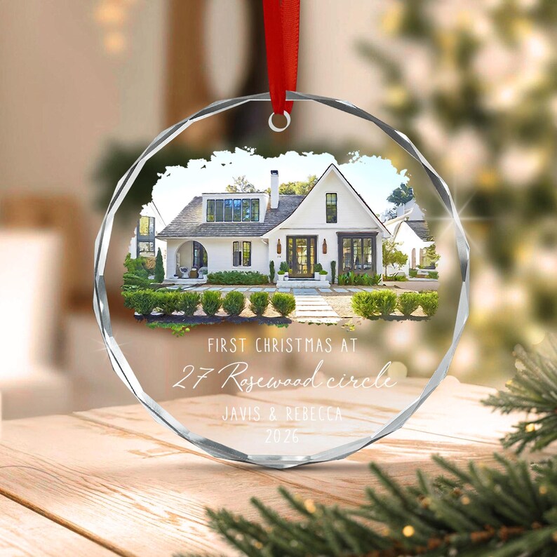 Watercolor House Address Ornament