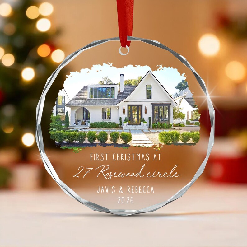 Watercolor House Address Ornament
