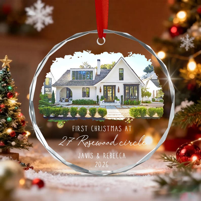 Watercolor House Address Ornament