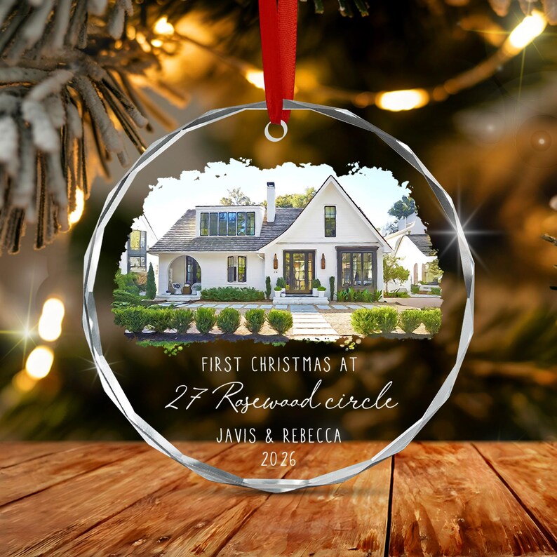 Watercolor House Address Ornament