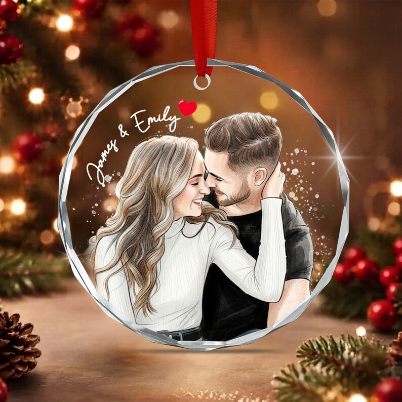 Couple Portrait Photo Christmas Ornament