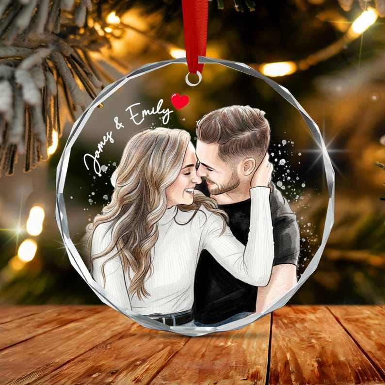 Couple Portrait Photo Christmas Ornament