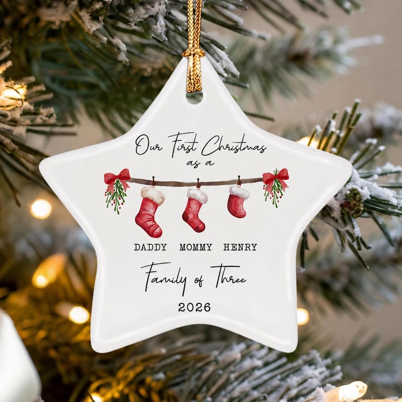 Family of 3 First Christmas Star Ornament