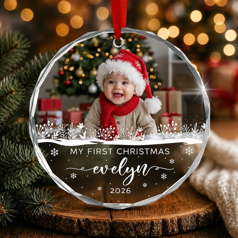 Baby Photo & Name Christmas Ornament 2026