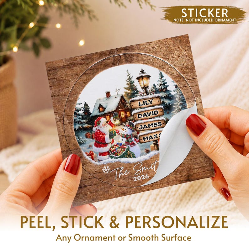 Santa Winter Wooden Signpost Name Ornament