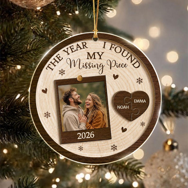 Missing Piece Couple Photo Anniversary Ornament