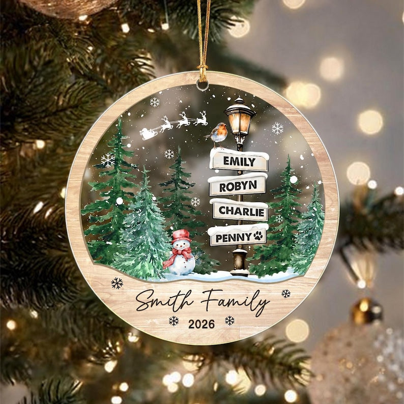 Custom Family Multiple Names Acrylic Ornament