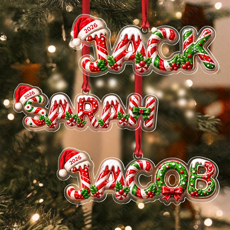 Gingerbread Letter Initial Acrylic Ornament