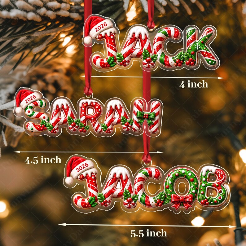 Gingerbread Letter Initial Acrylic Ornament