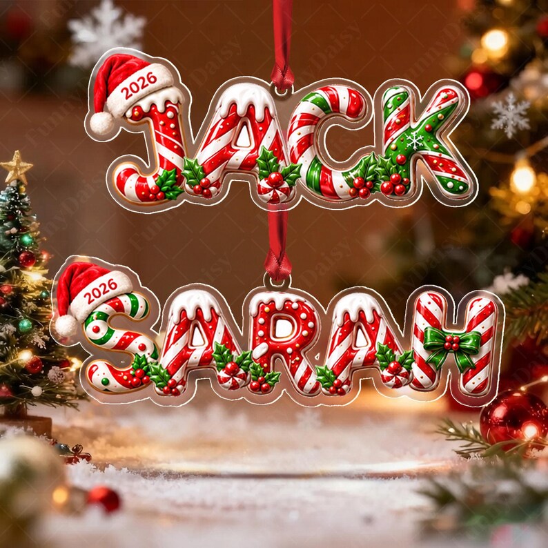 Gingerbread Letter Initial Acrylic Ornament