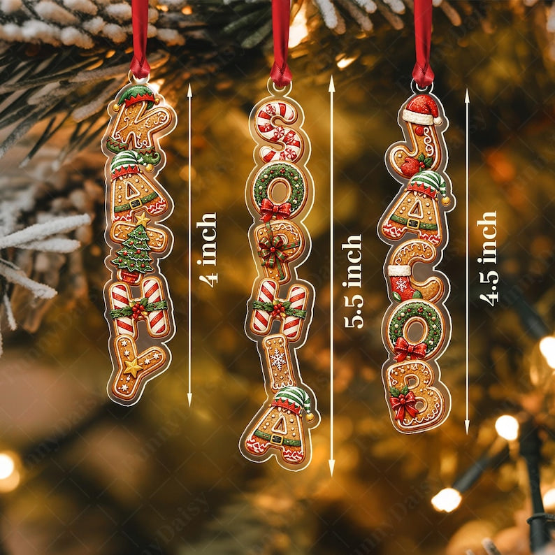 Kid Name Gingerbread Alphabet Ornament