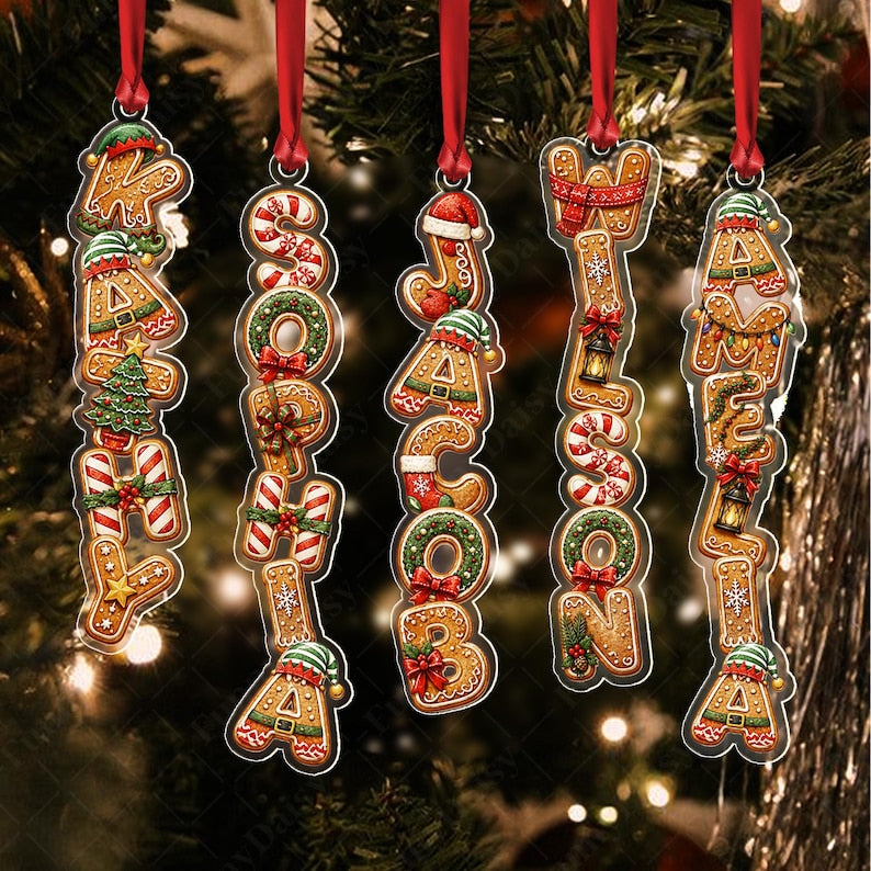 Kid Name Gingerbread Alphabet Ornament