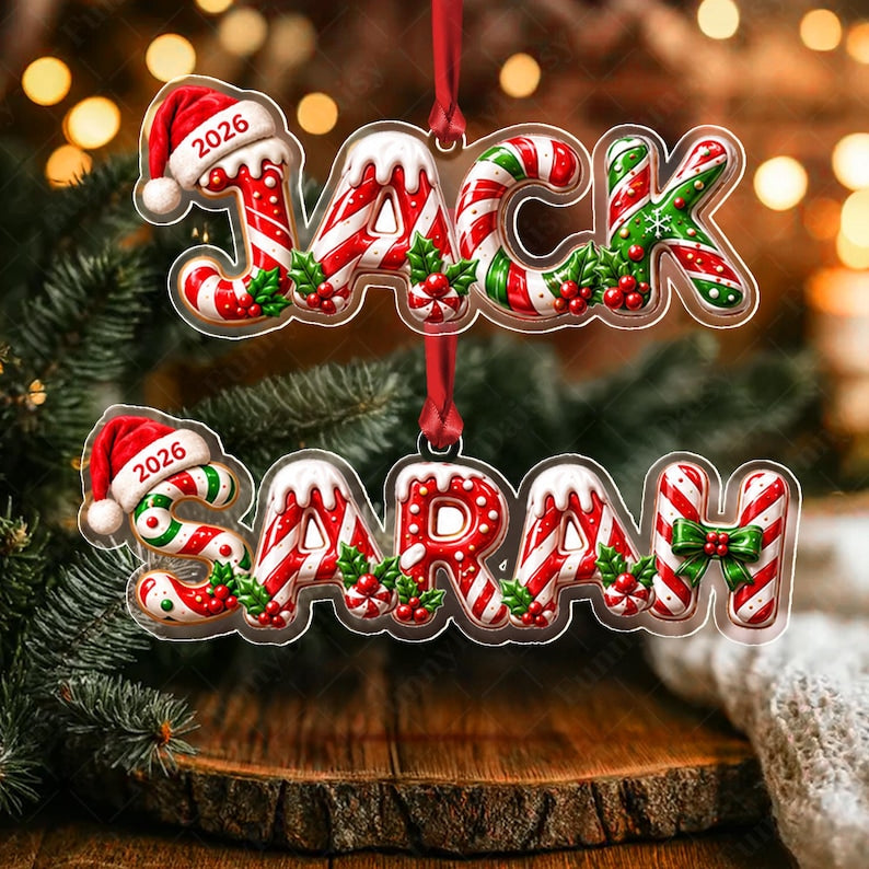 Gingerbread Letter Initial Acrylic Ornament