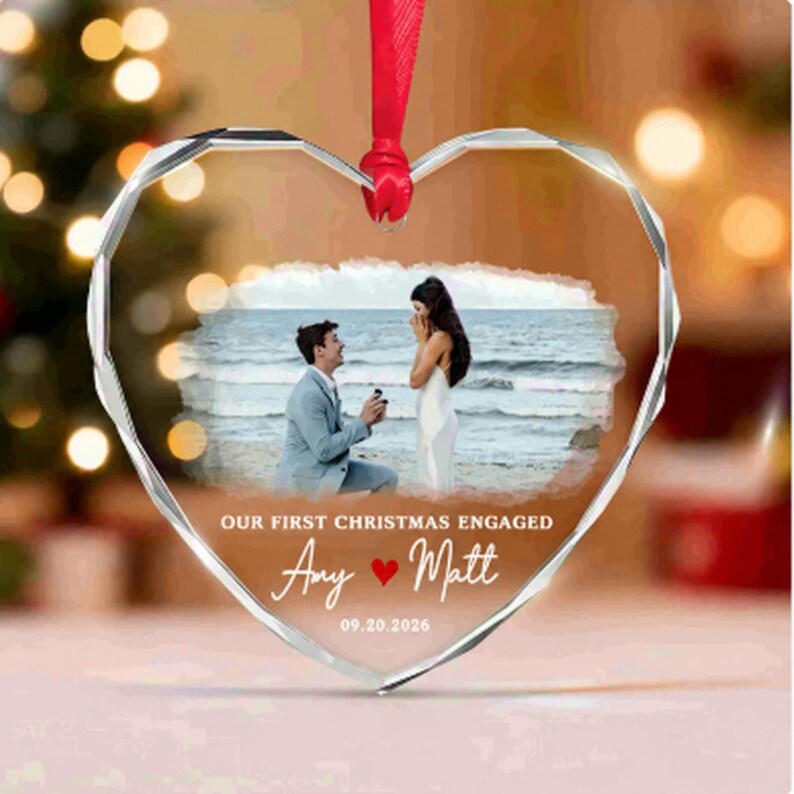 First Engaged Christmas Photo Ornament 2026