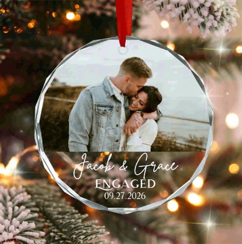 Personalized Engaged Photo Ornament 2026