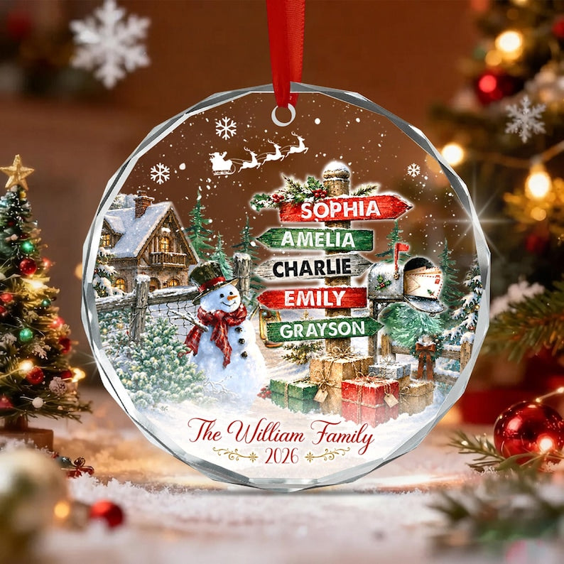 Winter Signpost Family Member Name Ornament