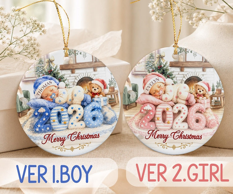 Baby First Christmas Circle Ceramic Ornament