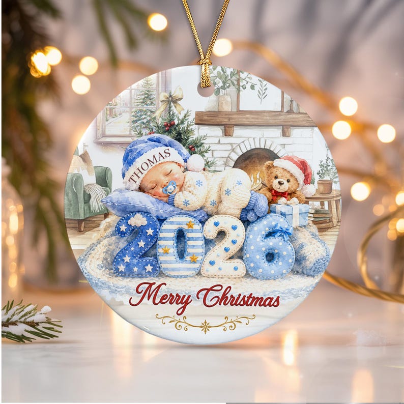 Baby First Christmas Circle Ceramic Ornament